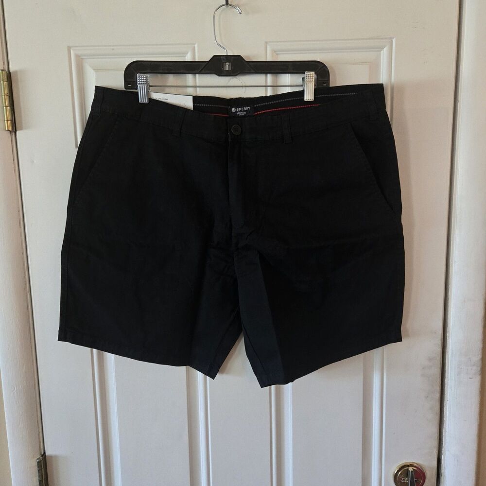 Sperry Men's Size 40 Black Flex Cotton Shorts 8" Inseam Vintage Wash NWT